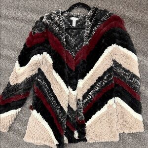 Aqua Burgundy and Cream Chevron Cardigan